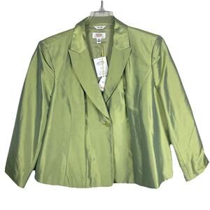 Talbots Pure Silk Shantung Jacket Sz 18W Lime Green Elegant Holiday Party Career